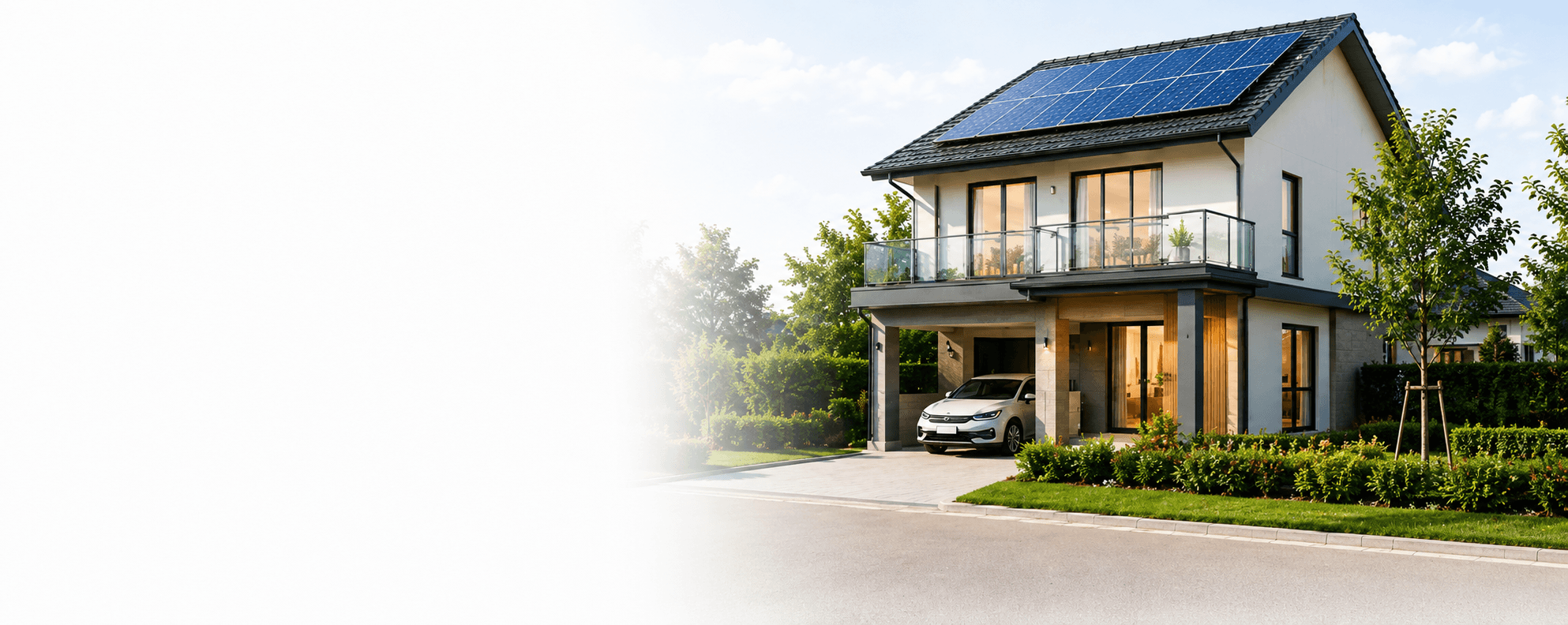 Home with rooftop solar panels installed